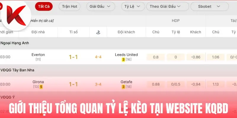 Giới thiệu tổng quan tỷ lệ kèo tại website KQBD
