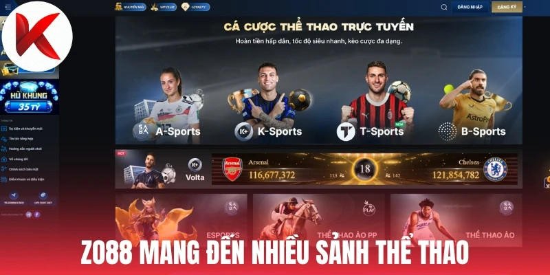 Zo88 mang đến nhiều sảnh thể thao