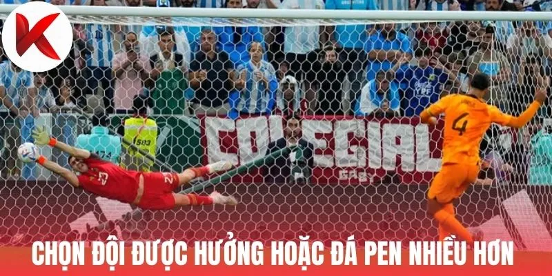 Chọn đội được hưởng hoặc nhiều đá pen nhiều hơn