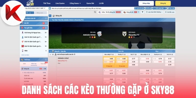 Danh sách các kèo thường gặp ở Sky88