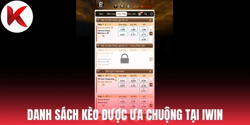 Danh sách kèo được ưa chuộng tại Iwin